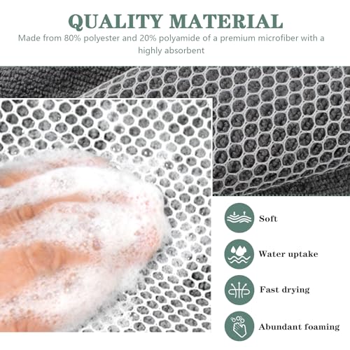 SINLAND Microfiber Dish Cloth for Washing Dishes Dish Washing Rags Best Kitchen Washcloth Cleaning Cloths Wash Cloths with Poly Scour Side 7.87Inchx7.87Inch 10 Pack Grey - color: Grey, size: 7.87inchx7.87inch 10pack