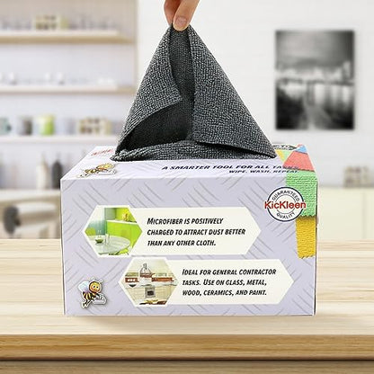 Microfiber Cleaning Cloth, Lint-Free Shop Towels Reusable, Bulk Rags in a Box for Home, Kitchen and Car, 8 Inch x 8 Inch,40 Pack with Box (Grey) - color: Grey