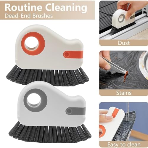 Crevice Cleaning Brush Set for Window Tracks & Tight Spaces - 2-in-1 Tool with Scraper & Dustpan, Hard Bristle Brush for Detail Cleaning A - size: A
