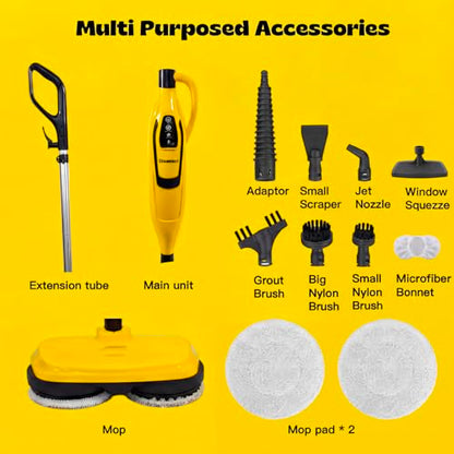 Steambot Steam & Scrub Steam Mop, All-in-One Scrubbing Hard Floor Cleaner, 2 Dirt Grip Soft Scrub Pads Included, XL Water Tank