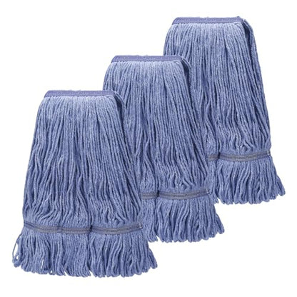kCarpolyGeneral Cleaning Mop Heavy Duty Commercial Replacement, Heavy Duty Mop Head Commercial Replacement ，Wet Industrial Blue Cotton Looped End String Head Refill (Pack of 3) Blue - color: Blue