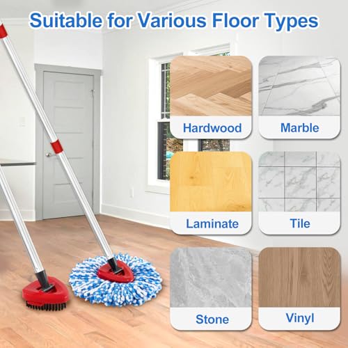 6 Pack Mop Heads Replacements for Ocedar RinseClean 2-Tank System, Spin Mop Replacement Head for O Cedar, Includes 4 Microfibe mop Refills, 1 Upgrade Scrubber Mopping Head and 1 Mops Base for Cleaning - size: 2 Tank-6pack