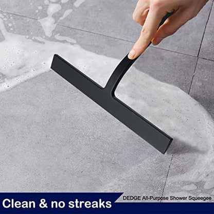 DEDGE Shower Squeegee Window Glass Wiper Scraper Cleaner with Silicone Blade for Bathroom/Kitchen/Car Glass/Mirror/Door 11-Inch (with Hook)