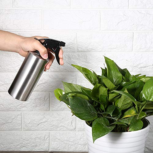 Fdit Stainless Steel Hand Pressing Watering Can with Spray Nozzle (550ml)
