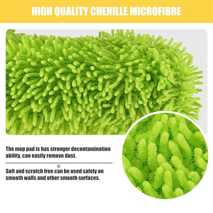 Microfiber Mop Refill for HoMerit Wall Cleaner, 2 Pack Reusable Washable Washer Pads, Dust Cleaning Walls, Ceilings, Windows, Baseboard, Dry Dust/Wet Wash Pad, Green-2