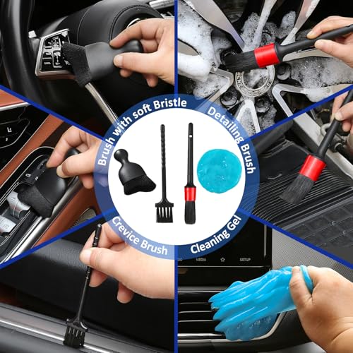 Qydipclin 10pcs Windshield Cleaner Tool, Car Window Cleaning Wash Kit with 4 Reusable Microfiber Pads 1 Spray Bottle and Extendable Handle Auto Glass Wiper Kit, Blue - color: Blue