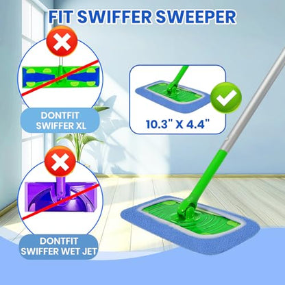 6 Pack Reusable Microfiber Mop Pads - Compatible with Sweeper, Reusable Mop Pads, Washable Dry Cloths & Wet Pads Refill for Hardwood Laminate Tile Floor Cleaning (6, Blue, M) - color: Blue