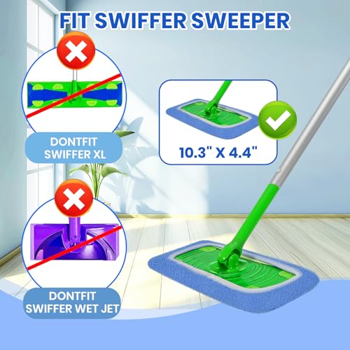 6 Pack Reusable Microfiber Mop Pads - Compatible with Sweeper, Reusable Mop Pads, Washable Dry Cloths & Wet Pads Refill for Hardwood Laminate Tile Floor Cleaning (6, Blue, M) - color: Blue