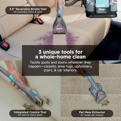 Shark StainStriker | Portable Carpet, Upholstery & Area Rug Cleaner | 4 Tools | Bonus Full-Size Solutions | Powerful Stain & Odor Remover | Deep Clean & OXY Solutions | Blue | PX202BRN - style: StainStriker + 4 Tools + XL Cleaning Solutions