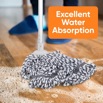 Superio String Microfiber Mop Replacement Head Only – Grey Refill for Self-Wringing Mop, Heavy Duty Floor Cleaning for Home, Kitchen, Bathroom, Office - size: 5" 5" 5"