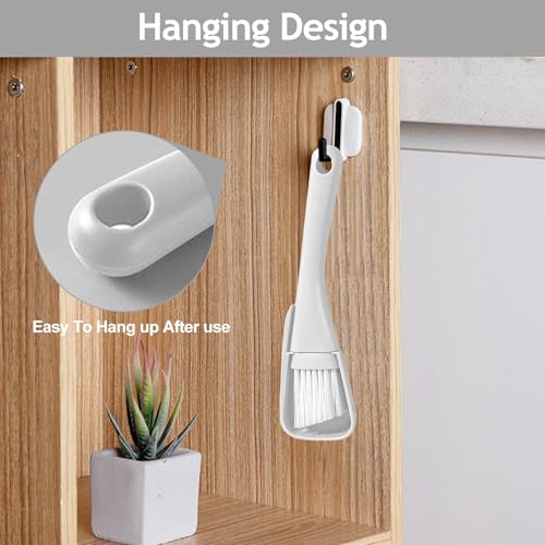 Crevice Cleaning Brush with Dustpan, Mini Dust Pans for Window Tracks, Sliding Door Rails, Scrubber Cleaning Tool for Key Board, White - color: White