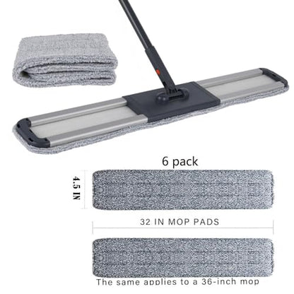 6 Pack 32 Inch Dust Mop Head RefillCommercial Industrial Floor Mop Refill Pads for Hardwood Floors Replacement - size: 32 IN PADS