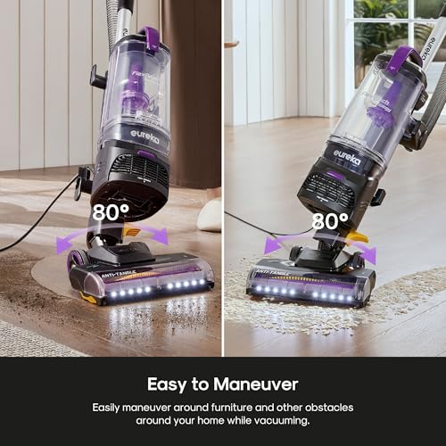Eureka FlexReach Powerful Upright Vacuum Cleaner for Carpet and Hard Floor, Lift-Up Vacuum with Large Dust Cup, Anti-Tangle, NEU651PL, Purple - size: NEU651PL