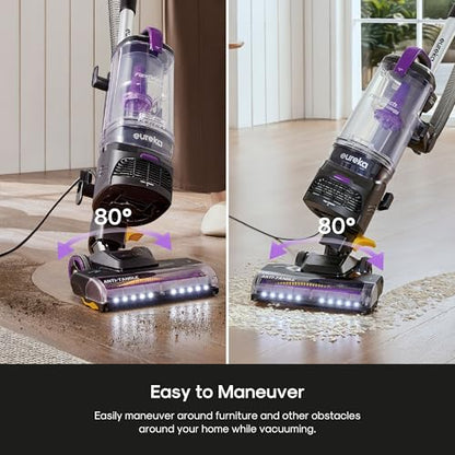 Eureka FlexReach Powerful Upright Vacuum Cleaner for Carpet and Hard Floor, Lift-Up Vacuum with Large Dust Cup, Anti-Tangle, NEU651PL, Purple - size: NEU651PL
