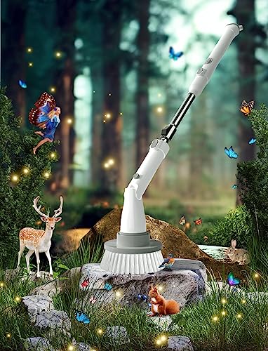 Sweepulire Electric Spin Scrubber for Cleaning, Shower Scrubber with Long Handle, 2 Spin Speeds, Bathroom Scrubber with 8 Replacement Heads, Bath Tub Cleaner Brush for Floor, Tub, Shower, Tile