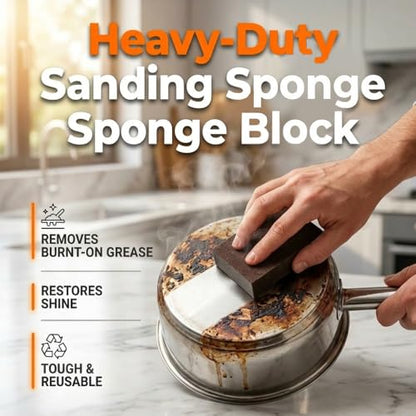 Magic Cleaning Sponge, Nano Carborundum Sponge Scrub Pad for Heavy Duty Cleaning, Cleaning Eraser for Pots Pans BBQ Grill Stainless Steel Kitchen Cookware (2)
