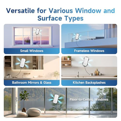 FMART T11 Window Cleaning Robot, Auto 4-Way Water Spray, 5300Pa Strong Suction, High-Speed Cleaning, <60dB Ultra-Quiet, 60mm Slim Window Robot, Smart Navigation, Anti-Drop & 50min UPS Protection