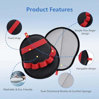 Pet Hair Removal Glove for Dogs & Cats, Reusable Washable Electrostatic Pet Hair Remover Glove, Pet Hair Mitt with Finger Straps for Couch, Carpet, Car Seats, Clothes, Furniture, Red - color: Red