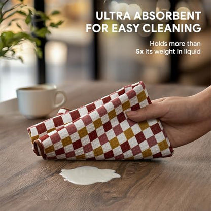 RECYCO Waffle Kitchen Towel Set of 2 - Quick Dry Microfiber Sustainable Dish Towels - Ultra Absorbent Reusable Cleaning Tea Towels - Lightweight Hand Towels,16”x 28”, Checkerboard Bliss - color: Checkerboard Bliss