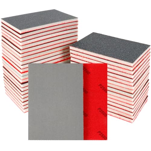 24 Pcs Sanding Sponge 2500 Grit, Washable & Reusable Sanding Blocks for Wood, Metal, Drywall, Glazing, Wet Dry Sandpaper for Smooth Finishing - color: 2500g, size: 24 Pcs