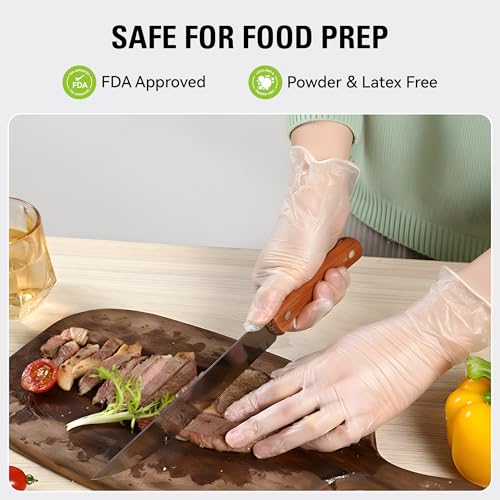 SWIFTLITE Disposable Vinyl Gloves, Food Safe, Latex-Free Powder-Free Clear Plastic Gloves for Cooking, House Clean, Food Prep - size: X-Large