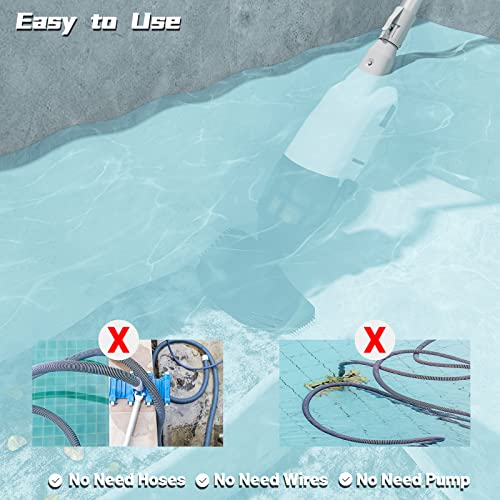 Efurden Handheld Pool Vacuum, Rechargeable Pool Cleaner with Running Time up to 60-Minutes Ideal for Above Ground Pools, Spas and Hot Tub for Sand and Debris (Grey)