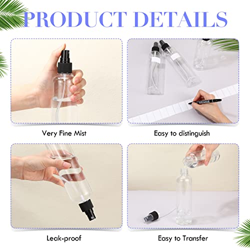 Eccliy 32 Pcs 8 oz Spray Bottles Fine Mist Plastic Spray Bottles Clear Empty Sprayer Hairs Refillable Travel Sprayer with Pump Cap for Cleaning Oils Travel Perfumes(Black,Clear) - color: Black, style: Clear