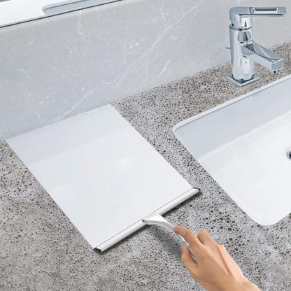 Stainless Steel Shower Squeegee for Shower Glass Door with Adhesive Hooks, Bathroom Cleaner Tool Household Window Mirror Squeegee, Cleaning Tile Wall, Car, 10 Inch Silver