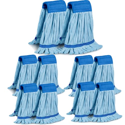 10-Pack Large Microfiber Tube Mop Refill Heads, 400 GSM, Commercial Wet Mop Replacement Heads, Thick Microfiber Fiber, Blue - size: 10 Pack