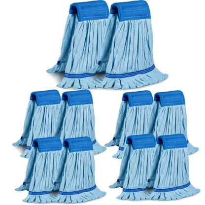 10-Pack Large Microfiber Tube Mop Refill Heads, 400 GSM, Commercial Wet Mop Replacement Heads, Thick Microfiber Fiber, Blue - size: 10 Pack