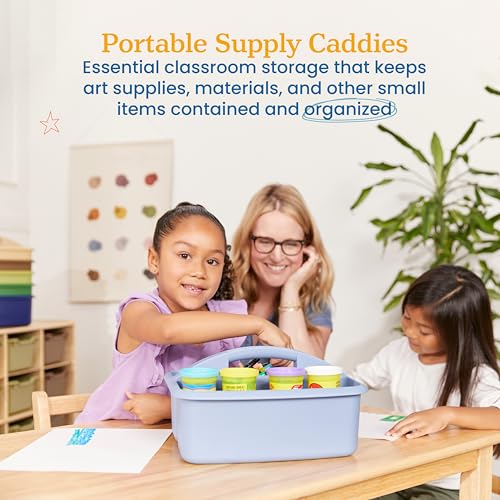 ECR4Kids 2-Compartment Large Plastic Caddy, Multipurpose Organization, Earthtone, 6-Pack - color: Earthtone