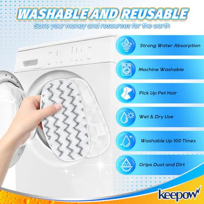 KEEPOW 4 Pack Heavy-Duty Steam Mop Pads Compatible with PurSteam ThermaPro 10-in-1, Extra Thick Microfiber Replacement Pads for Deep Floor Cleaning & Sanitizing (ThermaPro 211) - color: White-4 Pack