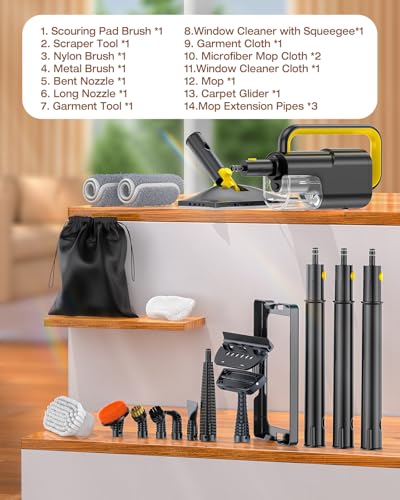 10-in-1 Steam Mop with Detachable Handheld Steamer,350ml Tank, 10s Heat-Up, 248°F Steam Cleaner, 2-Level Control and Swivel Head for Floor,Carpet,Tiles, BBQ grill,Car Accessories Dark Grey - color: Dark Grey
