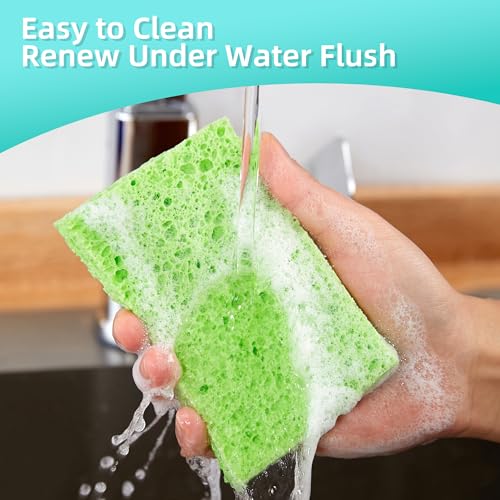 JOYMOOP Dish Sponge Scrubber, Cellulose Sponges Kitchen for Non-Scratch Washing Dishes, Household Cleaning Scrub Natural Sponge, Pack of 12 Colorful Sponges - color: Mixed Color [12 Pcs]