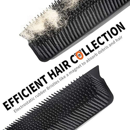 Conliwell Rubber Broom Carpet Rake for Pet Hair, Fur Remover Broom with Squeegee, Portable Detailing Lint Remover Brush (Stainless 4 Steel Handle) - color: Orange
