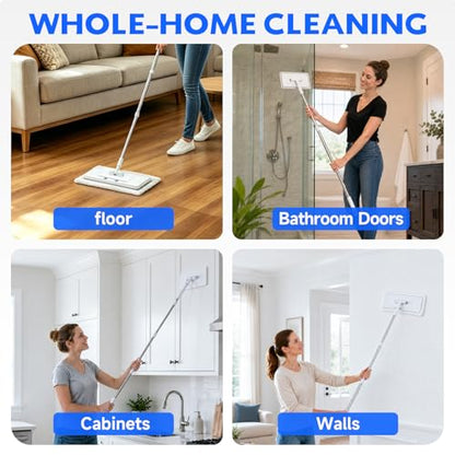 New 2-in-1 Push Clamp Lazy Mop – Hands Free Flat Mops, Quick Mopping & Sweeping, Compatible with Most Pads, Adjustable Handle, Perfect for People with Back Pain or Mobility Issues, 10 Reusable Cloths - size: 1Mop with 10 Reusable Cloths
