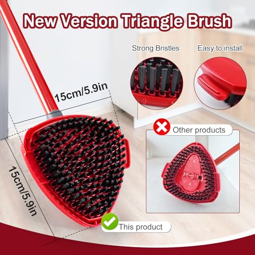Mop Head Replacements Compatible with OCedar EasyWring, 6 Packs Mops Heads with 1PCS Scrub Brush and 1PCS Spin Mop Base, Dry and Wet for Hard-Surfaced Floors - color: 3red+3white