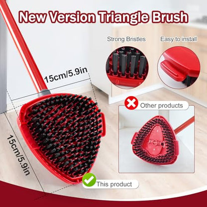 Mop Head Replacements Compatible with OCedar EasyWring, 6 Packs Mops Heads with 1PCS Scrub Brush and 1PCS Spin Mop Base, Dry and Wet for Hard-Surfaced Floors - color: 3red+3white