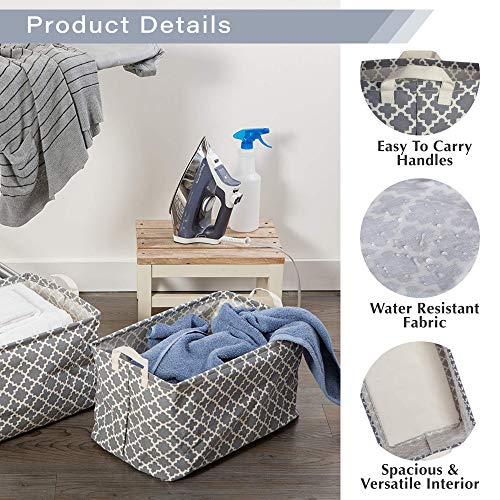 DII Laundry Storage Collection, PE Coated Collapsible Bin with Handles, Gray Lattice, Large Set, 10.5x17.5x10" - color: Gray Lattice, size: Large Set, 10.5x17.5x10"