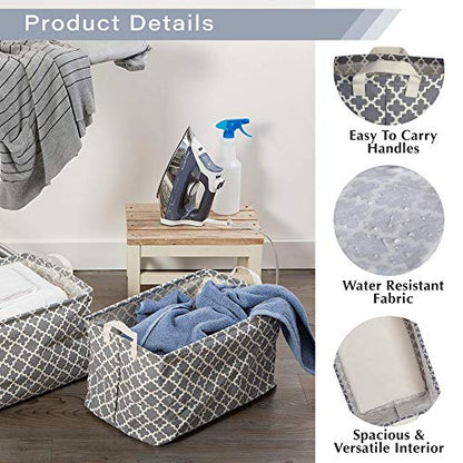 DII Laundry Storage Collection, PE Coated Collapsible Bin with Handles, Gray Lattice, Large Set, 10.5x17.5x10" - color: Gray Lattice, size: Large Set, 10.5x17.5x10"