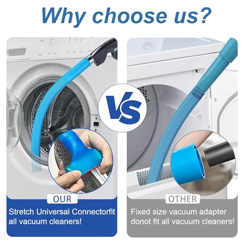 Dryer Vent Cleaner Universal Vacuum Hose Attachment Fits All Vacuums Cleaner Deep Cleaning Tools for Clogged Ducts & Lint Removal (Blue) - color: Blue