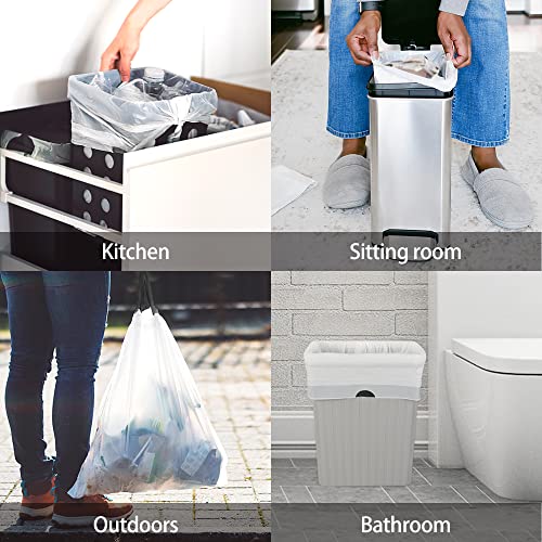 Teivio 2 Gallon Small Drawstring Trash Bags, 90 Count White Garbage Bags, Mini Plastic Bin Liners fit 1.8-2 Gal Waste Bin for Bathroom, Kitchen, Bedroom, Office, Pet Litter, Household Daily Use - style: 90-2Gallon-White