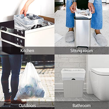 2 Gallon Small 140 Counts Strong Drawstring Trash Bags Garbage Bags by Teivio, Bathroom Trash Can Bin Liners, Plastic Bags for home office kitchen, White - style: 140-2 Gallon-White