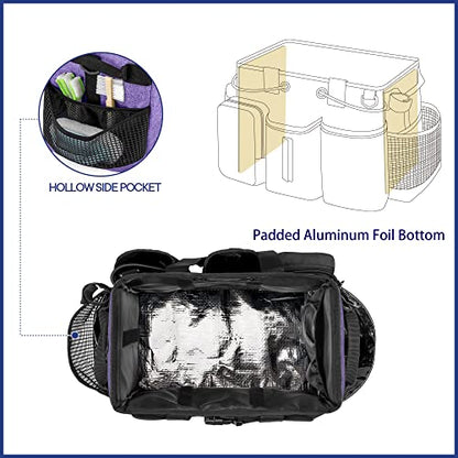 LoDrid Large Professional Cleaning Caddy with Detachable Divider, Supply Organizer with Handle and Shoulder Strap, Cleaning Bags for Housekeepers & Cleaners, Purple - color: Purple