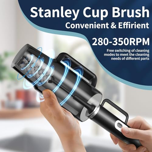 5 in 1 Electric Bottle Brush Cleaner Compatible Stanley Bottle Brush Straw Cleaner Multifunction Rechargeable IPX6 Waterproof Extra Long Design for Stanley Cup, Sports Bottle and More (Black) - color: Black