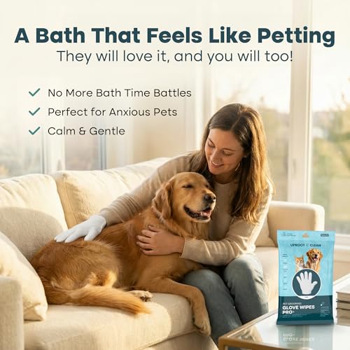 Uproot QuickClean Gloves Pro: 1 Month Supply - Extra-Thick Pet Glove Wipes for Dogs & Cats - Easy Wipe Paws, Eyes, Ears, Butt, & Body - Lick-Safe - Cleaning, Deodorizing & Grooming (6 Pack) - size: 6 Pack