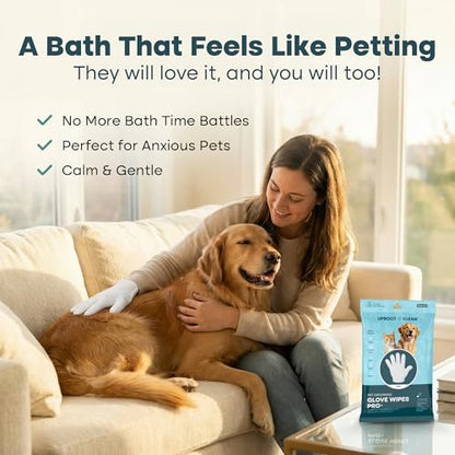 Uproot QuickClean Gloves Pro: 1 Month Supply - Extra-Thick Pet Glove Wipes for Dogs & Cats - Easy Wipe Paws, Eyes, Ears, Butt, & Body - Lick-Safe - Cleaning, Deodorizing & Grooming (6 Pack) - size: 6 Pack