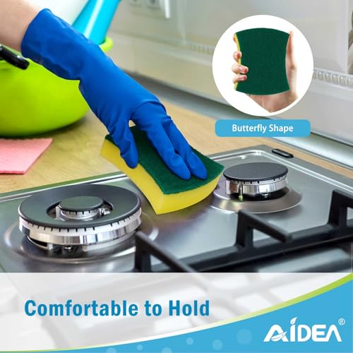 AIDEA Sponges Kitchen, 50 Pack Heavy Duty Dish Sponge, Cleaning Dish Scrubber Sponge for Home and Kitchen, Stink-Free Cleaning Supplies for Pots, Pans - style: Butterfly Shape