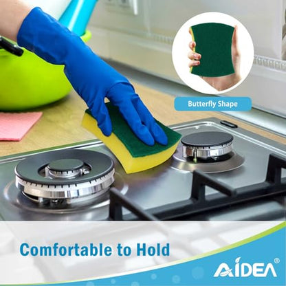 AIDEA Sponges Kitchen, 50 Pack Heavy Duty Dish Sponge, Cleaning Dish Scrubber Sponge for Home and Kitchen, Stink-Free Cleaning Supplies for Pots, Pans - style: Butterfly Shape