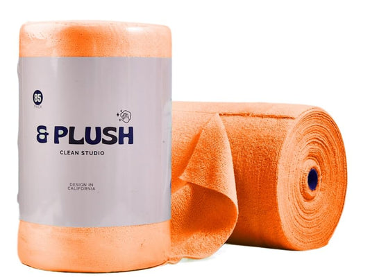& PLUSH Microfiber Cleaning Cloth Roll - 85 Pack, Tear Away Microfiber Towels, 12" x 12", Reusable, Washable, Streak Free, Ultra Absorbent Dish Rags for Car, Home, Garage or Shop (Orange) - color: Orange